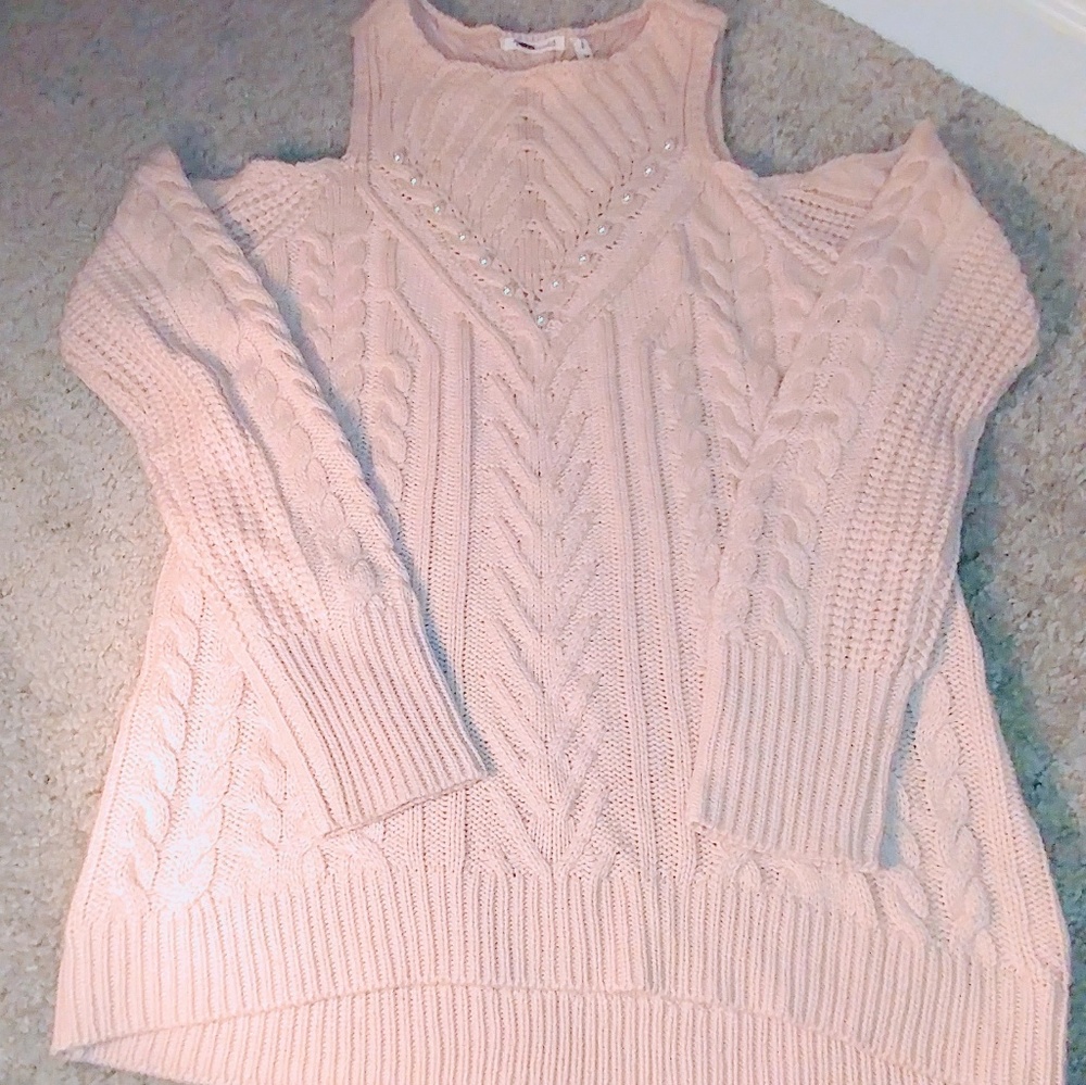 Blush cold shoulder sweater
